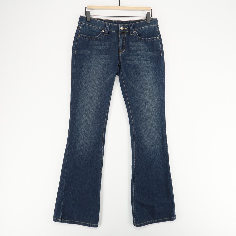 BCBG Max Azria Jeans Womens 27 Blue Flare Leg Dark Wash Flap‎ Back Pockets